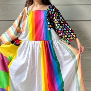 Rainbow&Vintage Fabric | Handmade Quilted Bandana Dress SKU 06055 Rainbow
